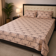 Belle Blush Bow Bedsheet Set - 3 Pcs
