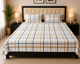 Classic Grid Lines Bedsheet Set - 3 Pcs