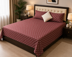 Polka Rouge Bedsheet Set - 3 Pcs