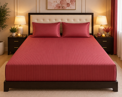 Fitted Stipe Bedsheet set - 3 Pcs