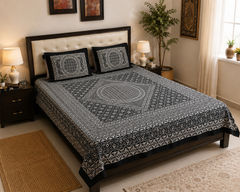 Ajrak Noir Bedsheet Set - 3pcs