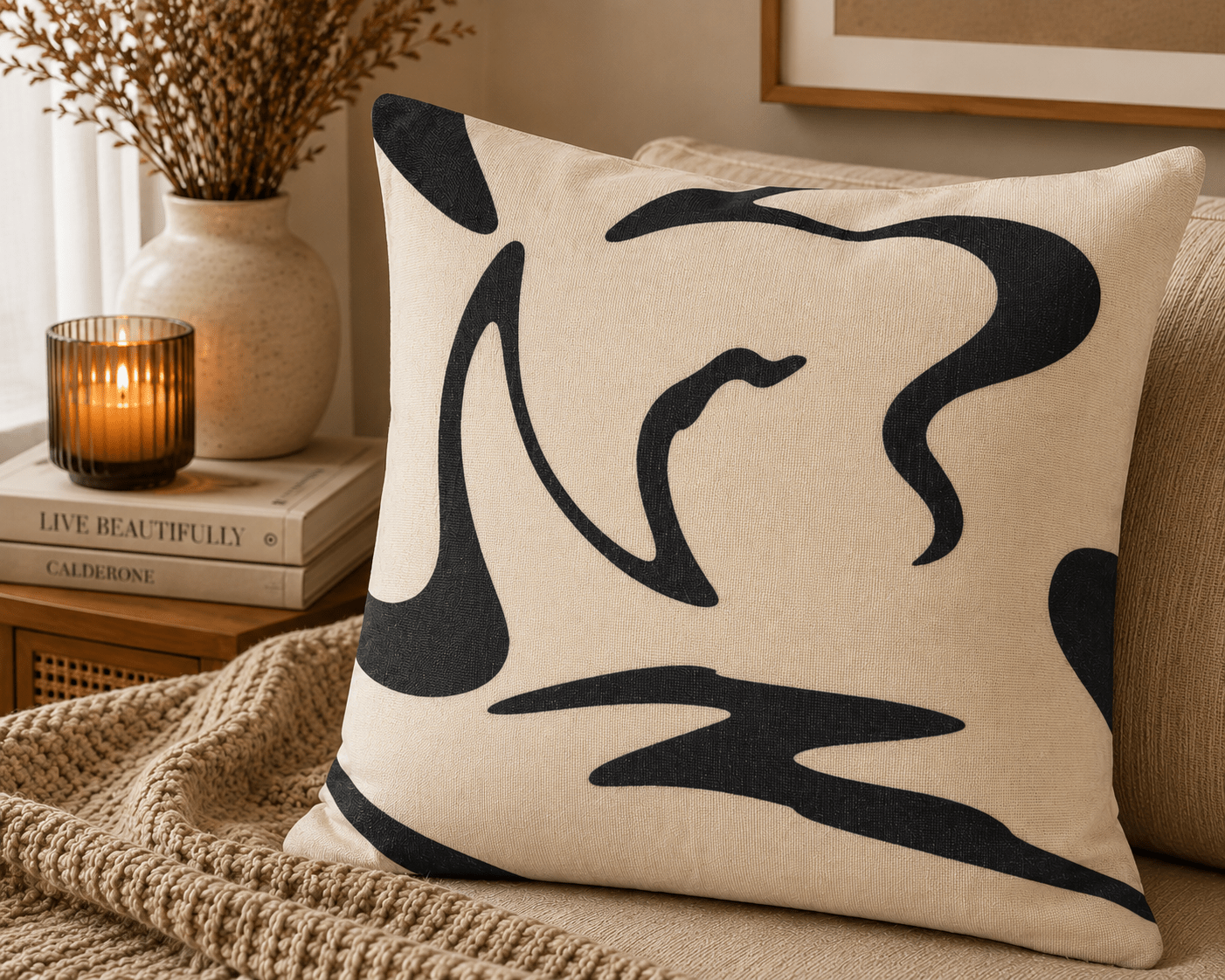 Abstract Art Cushion Cover - Pack Of 2 - Burgundy