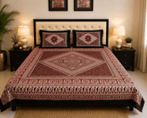 Ajrak Royale Bedsheet Set - 3pcs - Burgundy