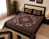 Ajrak Ruby Bedsheet Set - 3pcs - Burgundy