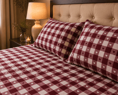 Berry Hearts Bedsheet Set - 3pcs - Burgundy