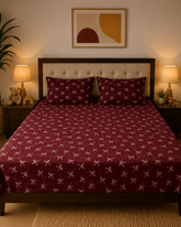 Burgundy Bows Bedsheet Set - 3pcs - Burgundy