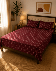Burgundy Bows Bedsheet Set - 3pcs - Burgundy
