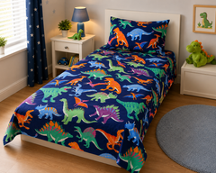 Dino Party Bedsheet Set - Burgundy