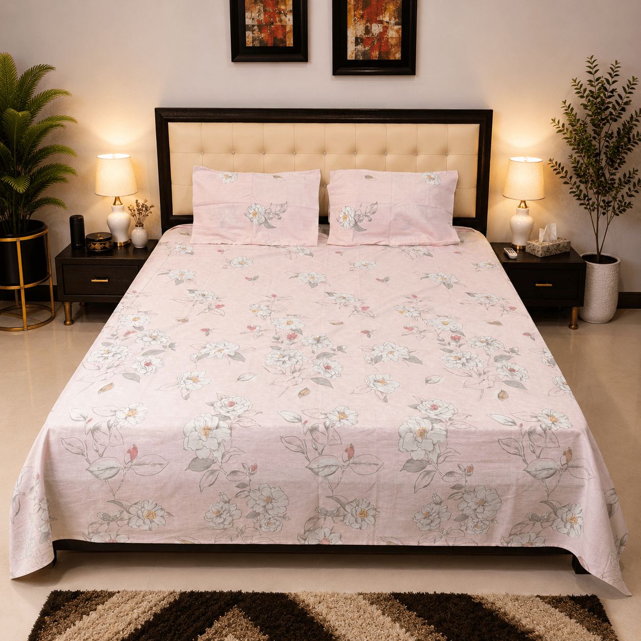 Floral Daydream Bedsheet Set - 3pcs - Burgundy
