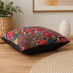 Mandala Patchwork Cushion Cover - Pack Of 2 - Burgundy