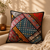 Mirror Work Cushion Cover - Pack of 2 - Burgundy