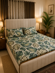 Green Monstera Bedsheet Set - 3 pcs