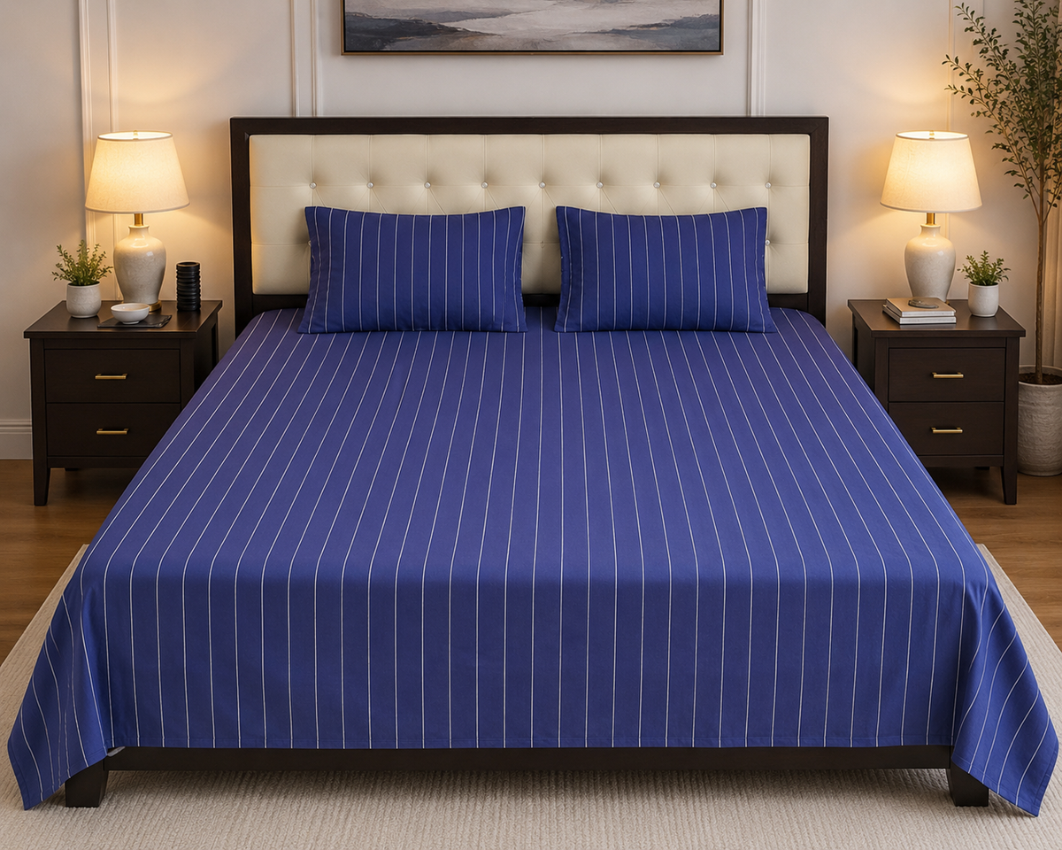 Ink Pinstripe Bedsheet Set - 3pcs