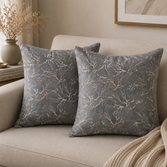 Velvet Foil Branch Cushion Cover - Pack Of 2