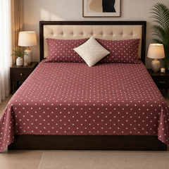 Polka Rouge Bedsheet Set - 3 Pcs