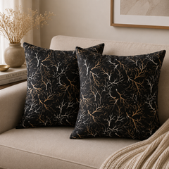 Velvet Foil Branch Cushion Cover - Pack Of 2