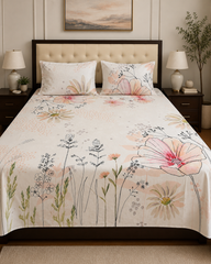 Peach Cream Bedsheet Set - 3pcs