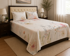Peach Cream Bedsheet Set - 3pcs