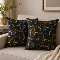 Velvet Gold Foil Cushion Cover - Pack Of 2