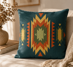 Teal Aztec Cushion Cover - Pack Of 2