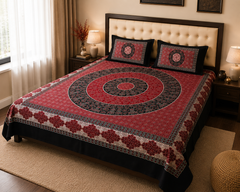 Ajrak Mandala Bedsheet Set - 3pcs