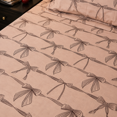 Belle Blush Bow Bedsheet Set - 3 Pcs
