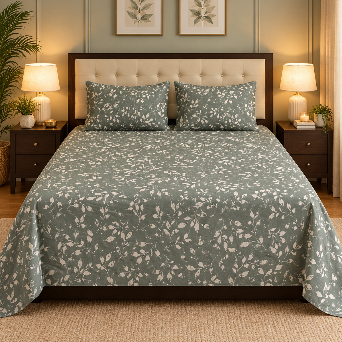 Sage mist bedsheet set - 3 pcs
