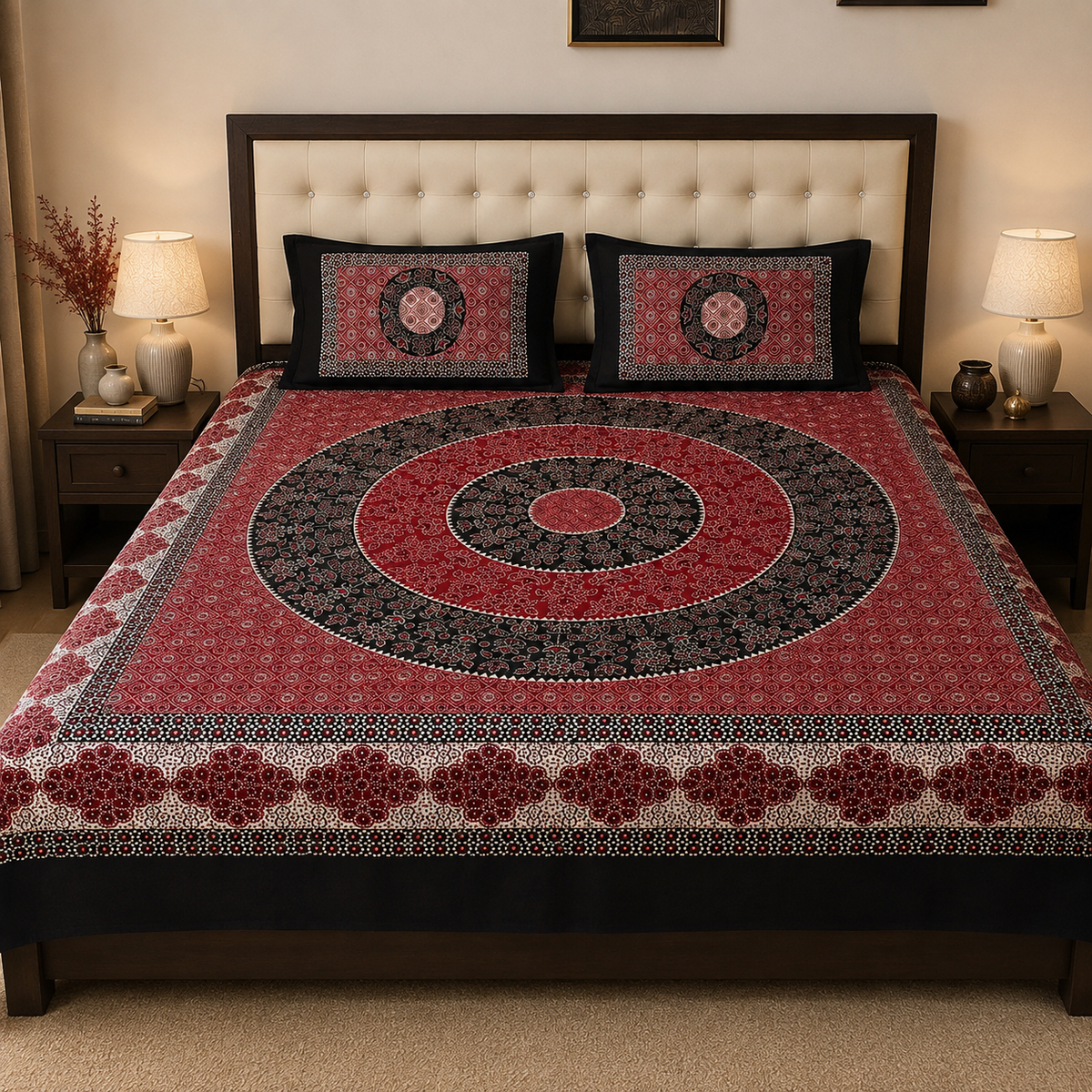 Ajrak Mandala Bedsheet Set - 3pcs