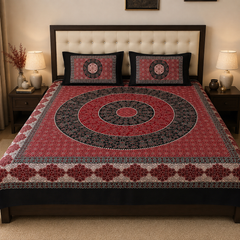 Ajrak Mandala Bedsheet Set - 3pcs