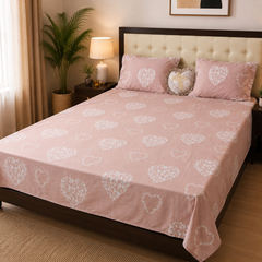 Heart & Bloom Bedsheet Set - 3 Pcs