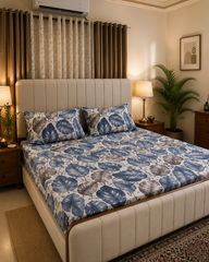 Blue Monstera Bedsheet Set - 3 pcs