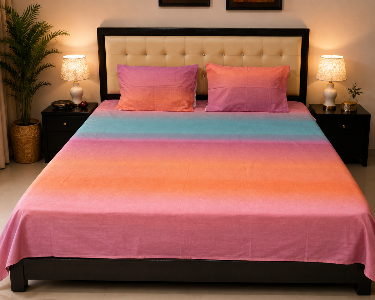 Sunset Blush Bedsheet Set - 3 Pcs