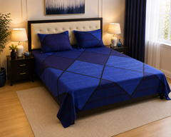 Geometric Blue Bedsheet Set - 3pcs