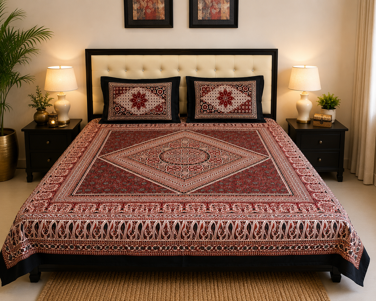 Ajrak Royale Bedsheet Set - 3pcs