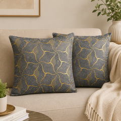 Velvet Gold Foil Cushion Cover - Pack Of 2