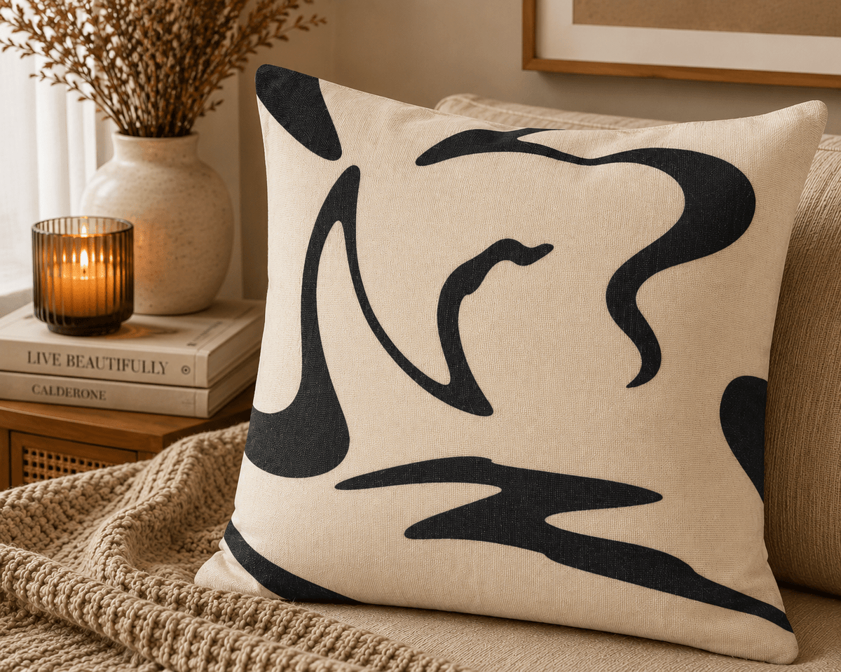 Abstract Art Cushion Cover - Pack Of 2 - Burgundy