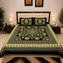 Ajrak Onyx Bedsheet Set - 3pcs - Burgundy