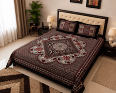 Ajrak Ruby Bedsheet Set - 3pcs - Burgundy