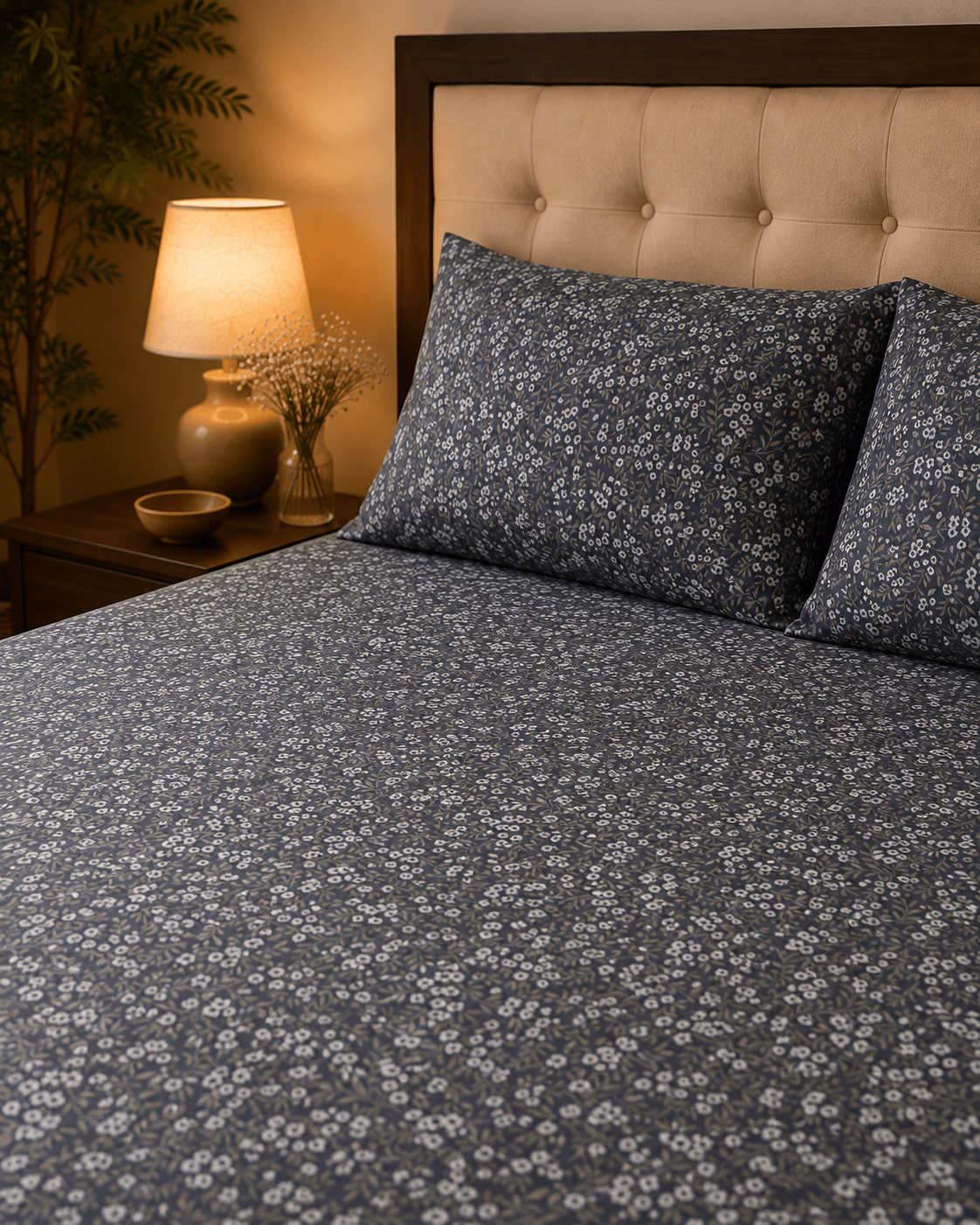 Blue Meadows Bedsheet Set - 3pcs - Burgundy