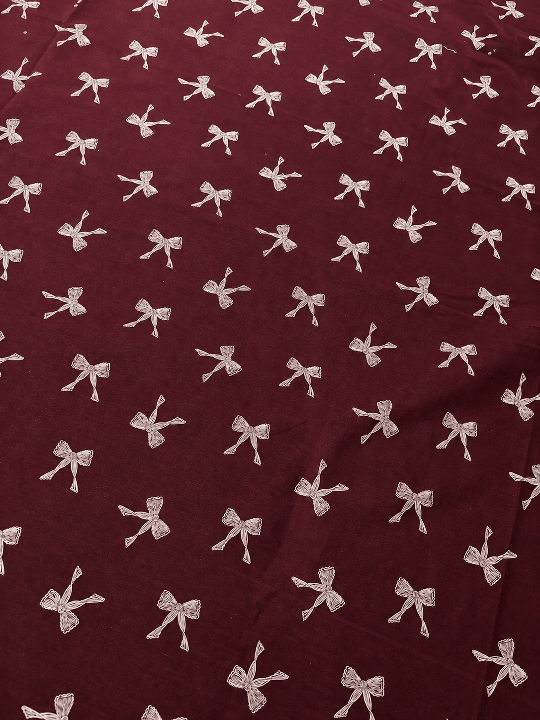 Burgundy Bows Bedsheet Set - 3pcs - Burgundy