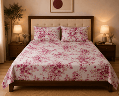 Cherry Blossom Bedsheet Set - 3pcs - Burgundy