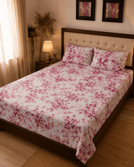 Cherry Blossom Bedsheet Set - 3pcs - Burgundy