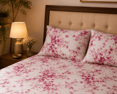 Cherry Blossom Bedsheet Set - 3pcs - Burgundy