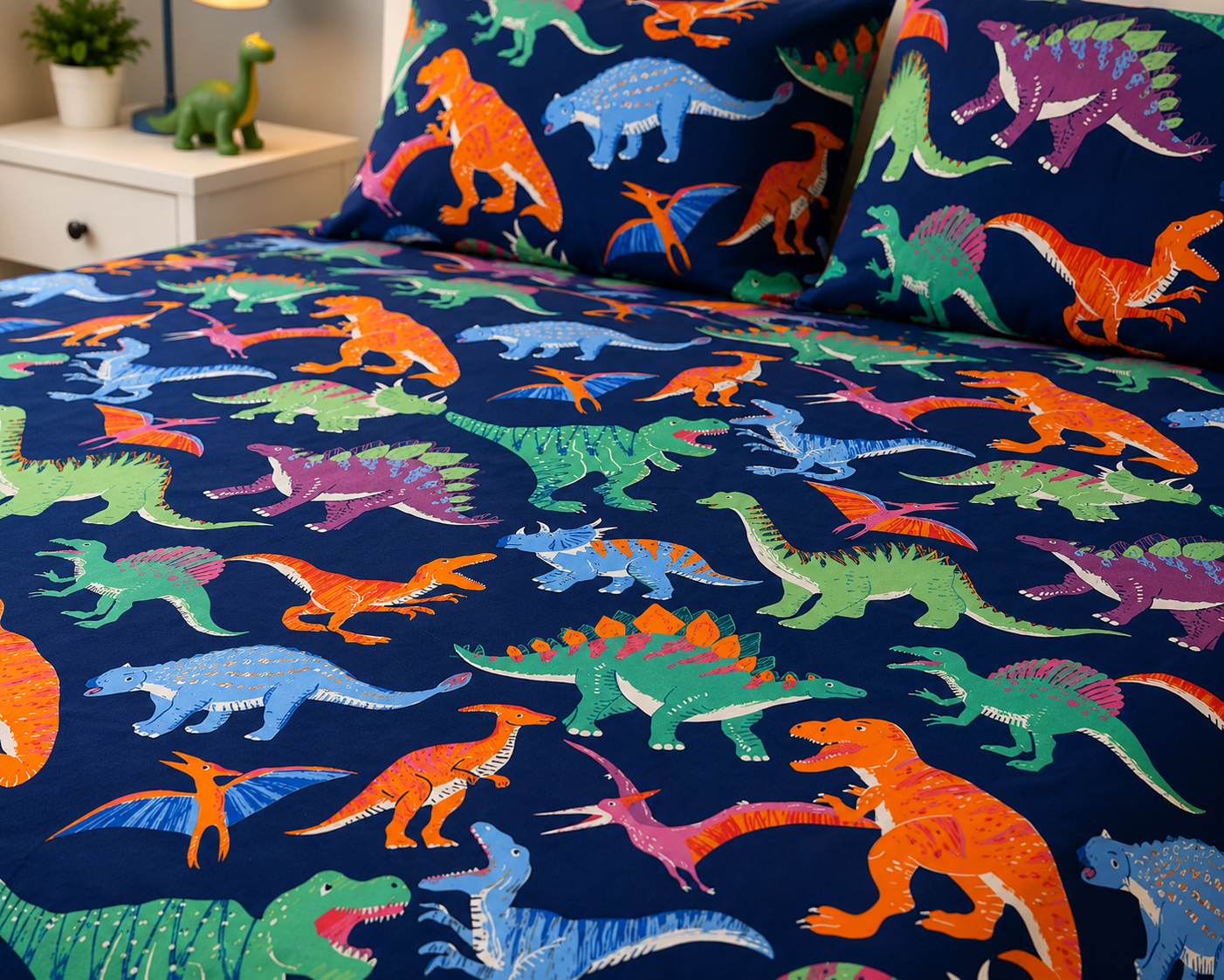 Dino Party Bedsheet Set - Burgundy