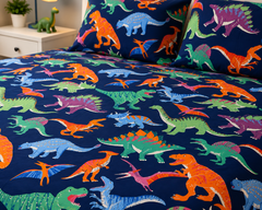 Dino Party Bedsheet Set - Burgundy