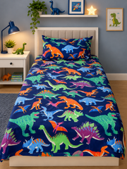 Dino Party Bedsheet Set - Burgundy