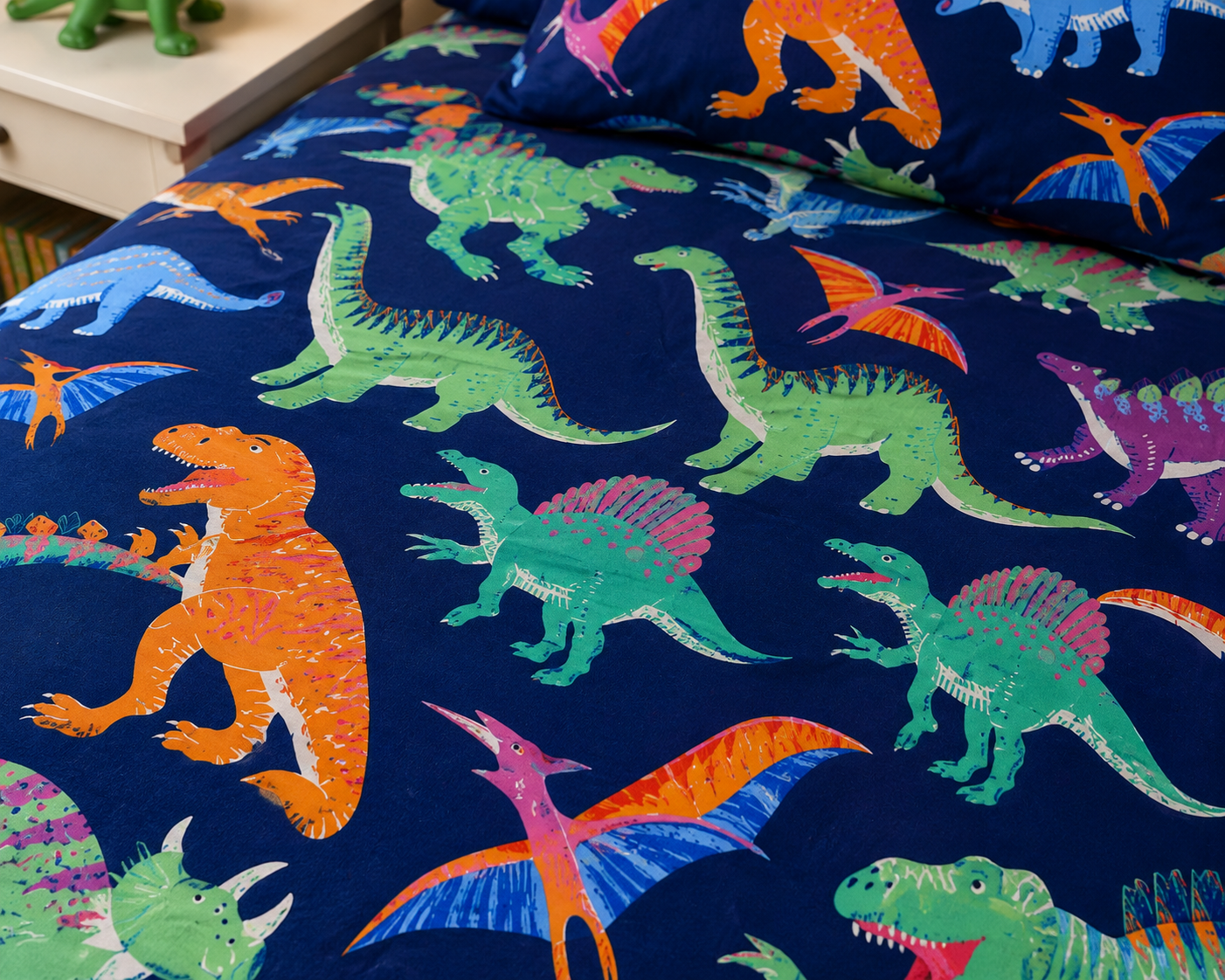 Dino Party Bedsheet Set - Burgundy