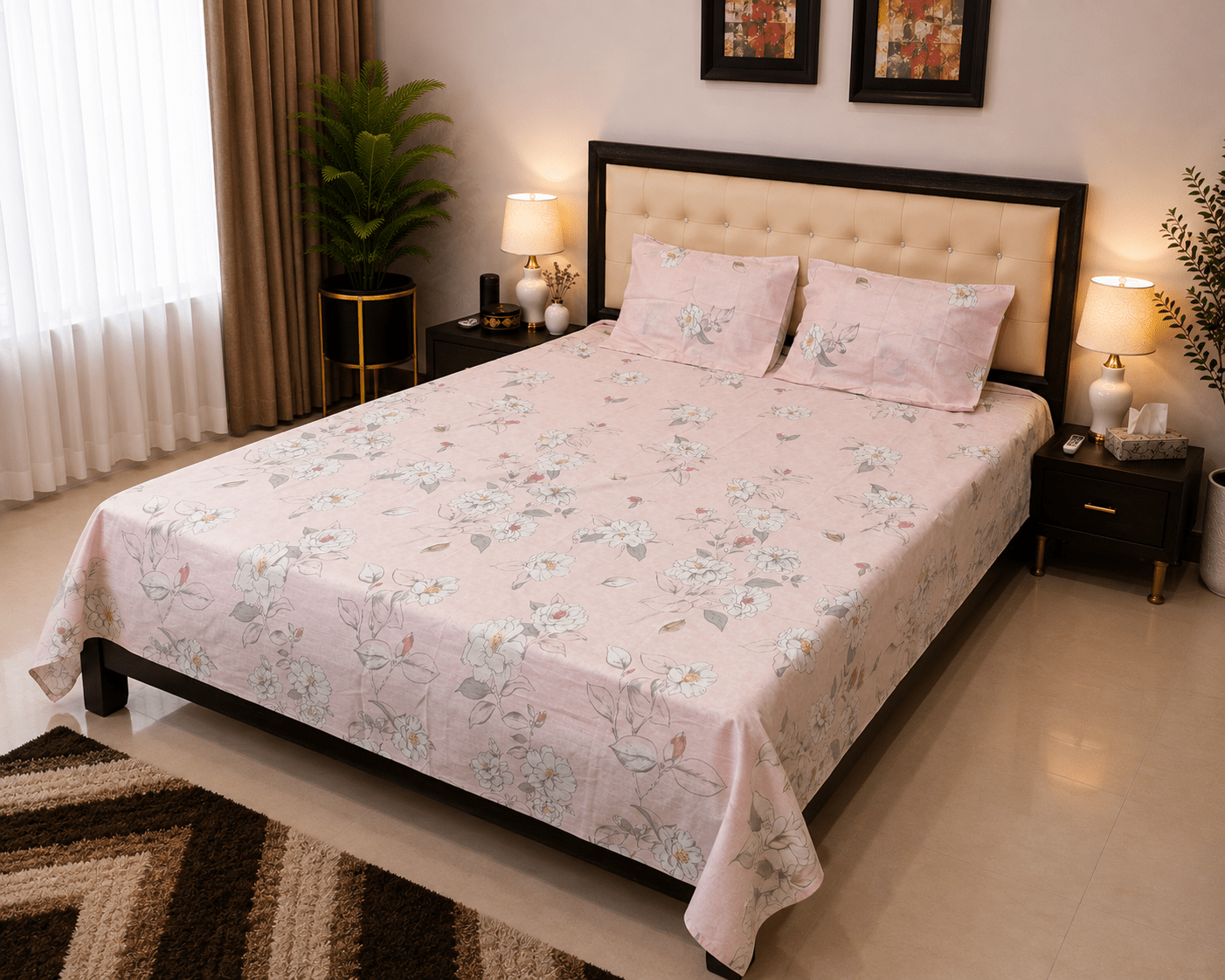 Floral Daydream Bedsheet Set - 3pcs - Burgundy