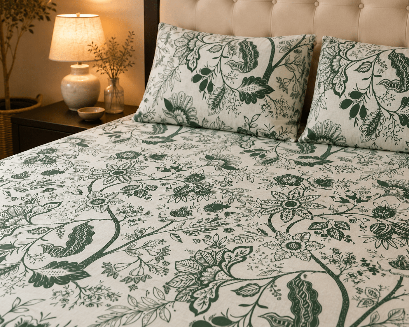 Olive Garden Bedsheet Set - 3pcs - Burgundy