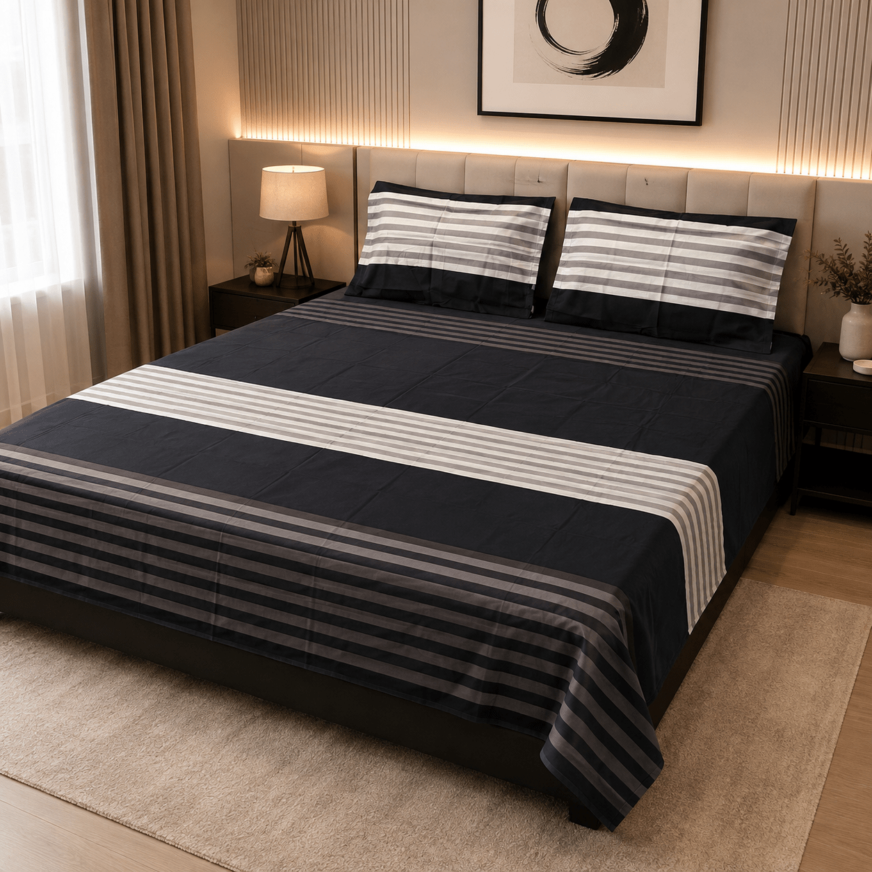 Slate & Ivory Bedsheet Set - 3pcs - Burgundy